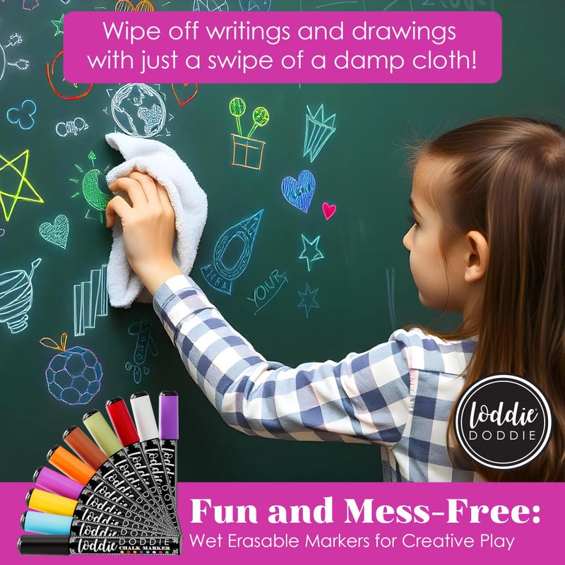 Loddie Doddie Chalk Markers for Blackboard & Windows - 10 Count Earth Tones 6mm Chisel & Bullet Tip - Smudge-Proof Erasable Liquid Chalk Pens with Reversible Tips - Image 3